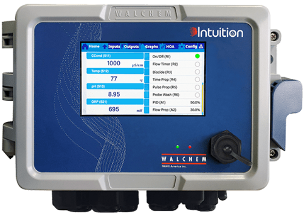 Picture of Walchem Boiler controller with Colour touch screen. 5 Powered relays, Boiler probe, no ethernet card and no I/O inputs or outputs